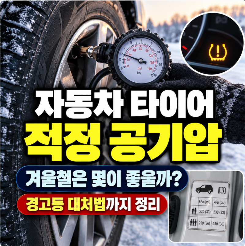 자동차 타이어 공기압 몇이 적당할까? 겨울철 적정 공기압·경고등 대처법
