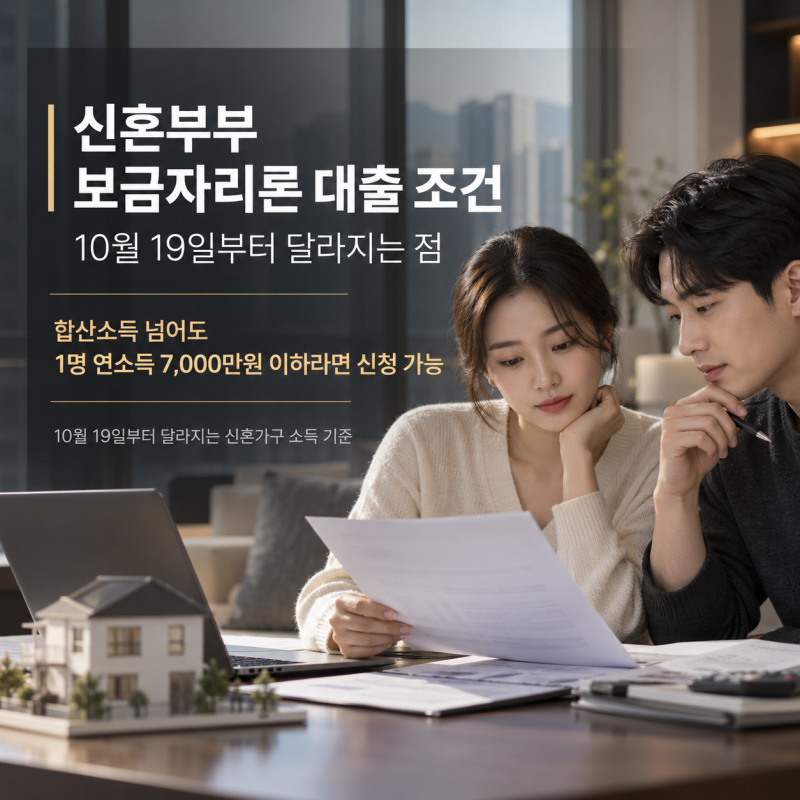 신혼부부 보금자리론 대출 조건 총정리, 10월 19일부터 달라지는 점