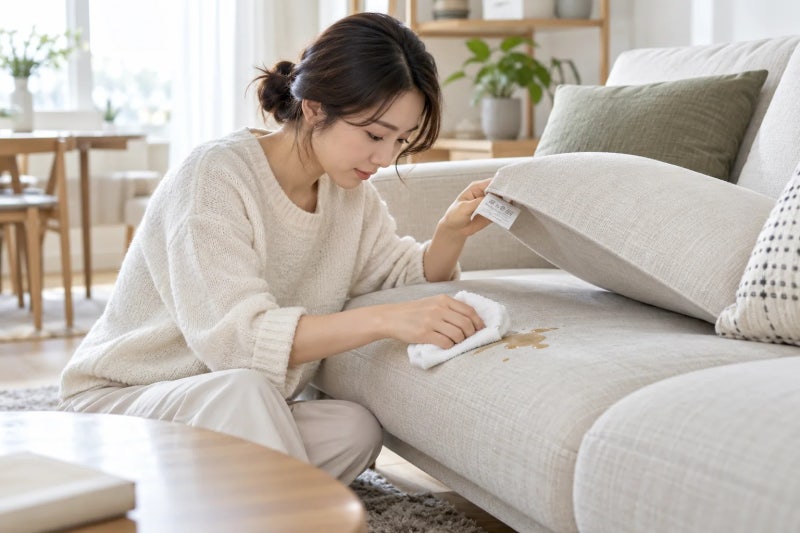 패브릭 소파 얼룩 제거, W·S·WS·X 코드와 물세탁의 차이