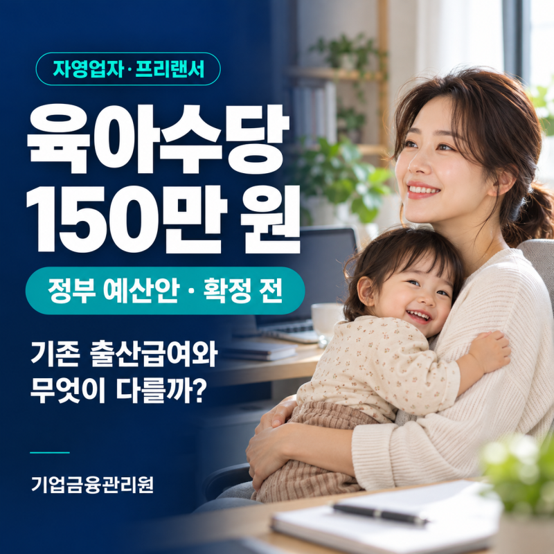 2027 자영업자·프리랜서 육아수당 150만 원 추진! 기존 출산급여와 뭐가 다를까요?