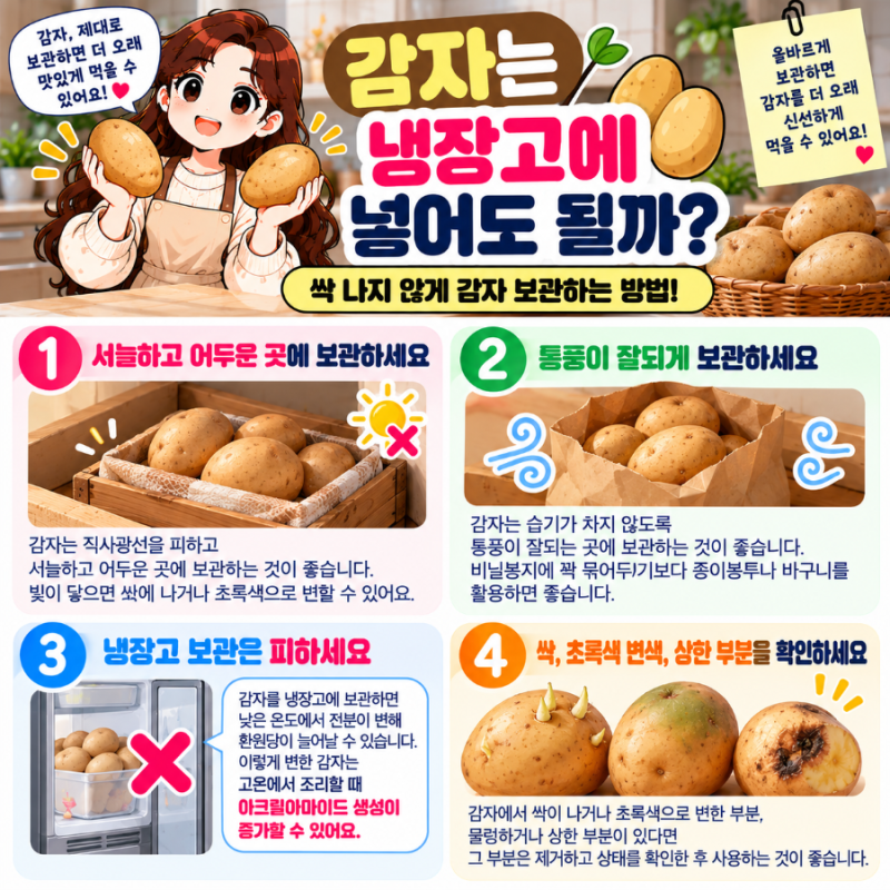 감자는 냉장고에 넣어도 될까? | 싹 나지 않게 감자 보관하는 방법