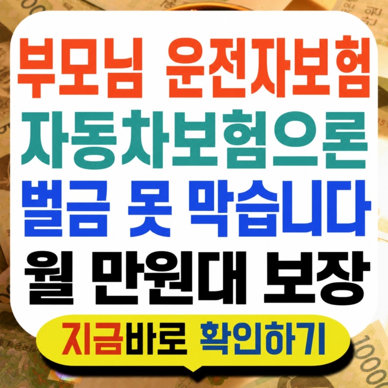 부모님 자동차보험만 있으면 벌금 못 막습니다, 운전자보험이 필요합니다