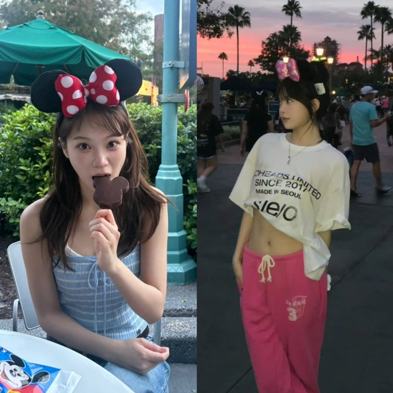 디즈니월드 간 르세라핌 홍은채 김채원 티셔츠 등~