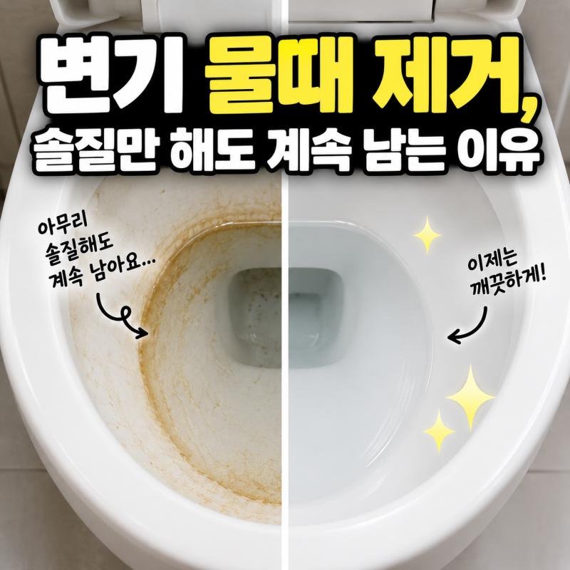 변기 물때 제거, 솔질만 해도 계속 남는 이유