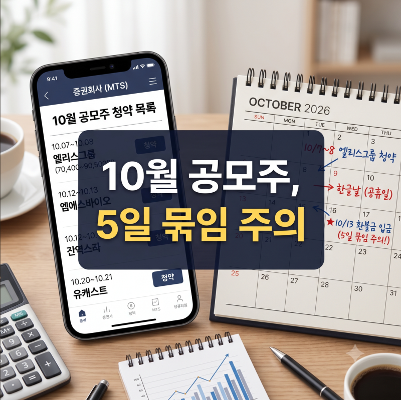 2026년 10월 공모주 청약 일정 캘린더, 1조 대어 환불금 5일 묶이면 어디 넣을까?
