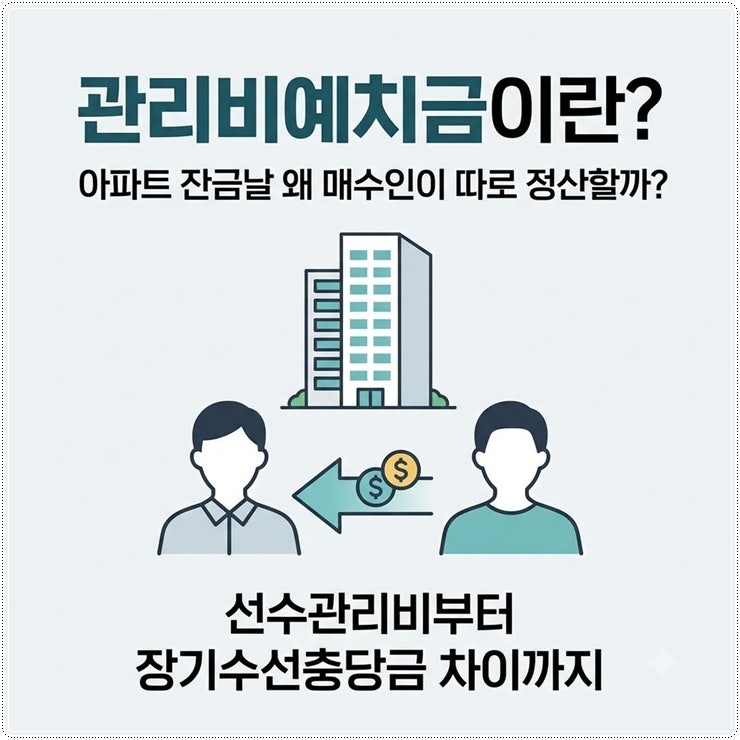 관리비예치금이란? 아파트 매매 잔금날 매수인이 따로 정산하는 돈, 선수관리비 부터 장기수....