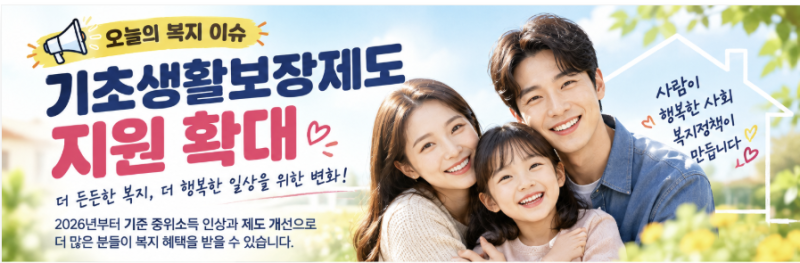 오늘의 복지 이슈｜기초생활보장제도 지원 확대, 무엇이 달라졌을까요?