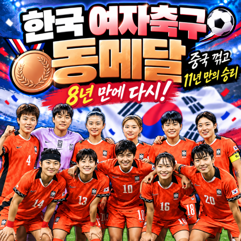 한국 여자축구 아시안게임 동메달｜노진영 결승골, 중국 꺾고 8년 만에 다시 시상대로