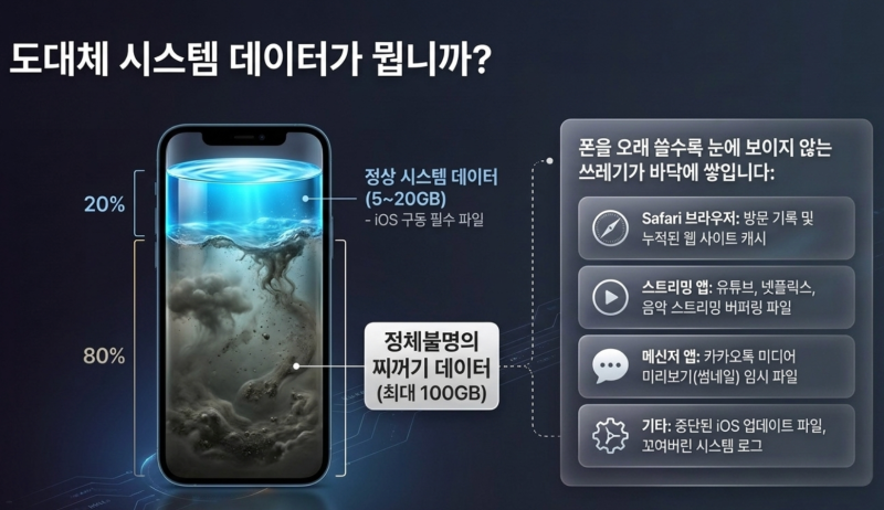 아이폰 사진 다 지웠는데 용량이 꽉 찼다고? 수십 기가 잡아먹는 아이폰 '시스템 데이터' 3분 ....