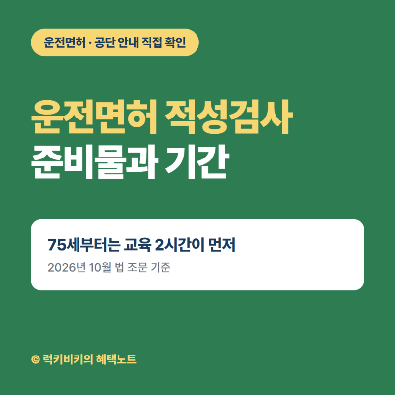 운전면허 적성검사 준비물·기간, 75세 부모님은 교육 2시간이 먼저