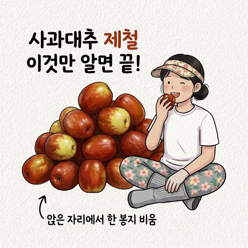 달다고 앉은 자리에서 한 봉지 비움 사과대추 제철 칼로리 혈당 당뇨 후숙 보관법
