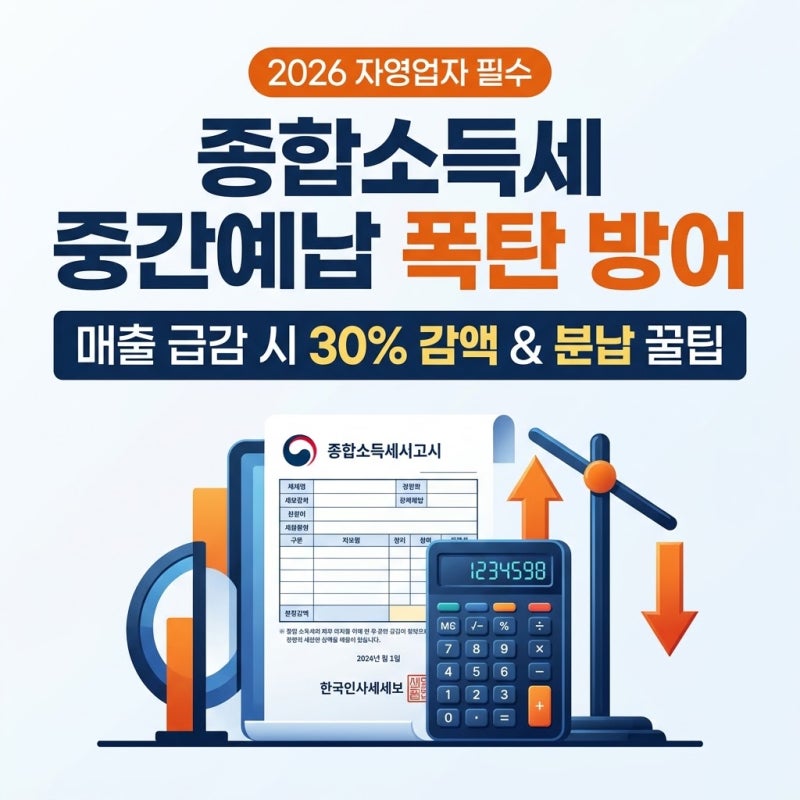 종합소득세 중간예납 폭탄 피하는 법: 상반기 매출 급감 시 추계신고 30% 감액과 분납 기준 총....