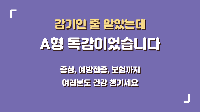 감기인 줄 알았는데 A형 독감이었습니다, 증상부터 예방접종과 보험까지 (독감보험업데이트)