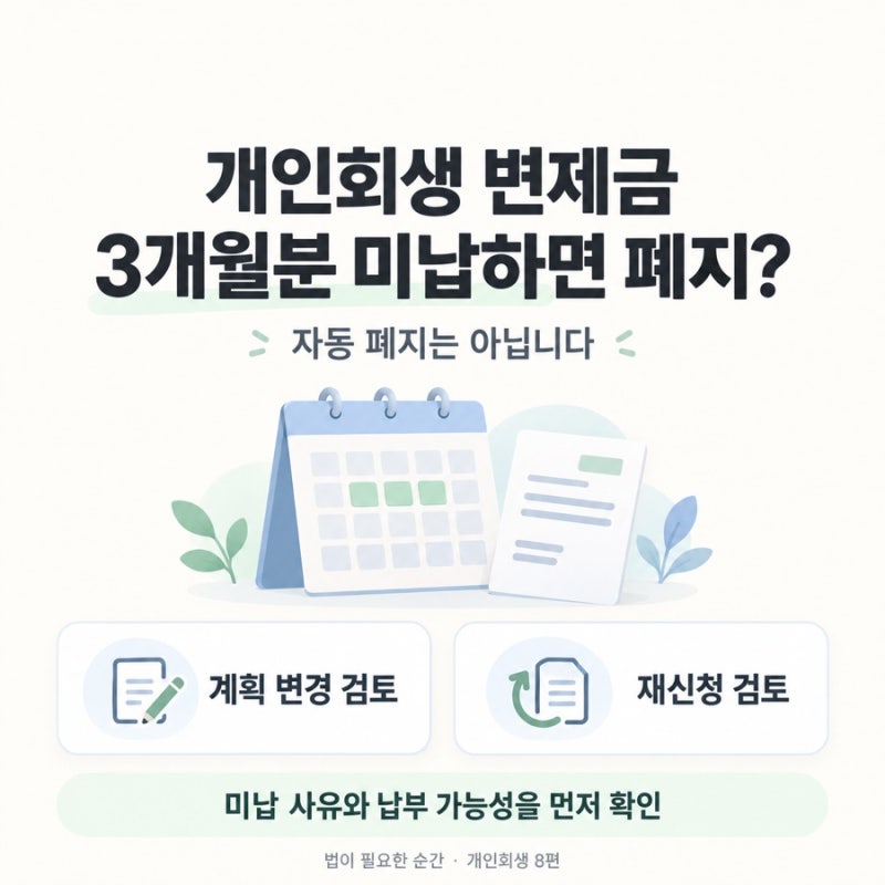 개인회생 변제금 3개월분 미납하면 폐지되나요? 대처방법과 재신청｜8편