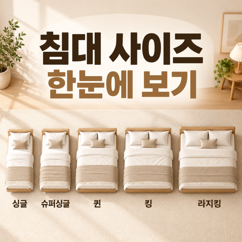 침대 사이즈표 한눈에 보기｜싱글·슈퍼싱글·퀸·킹 크기 비교