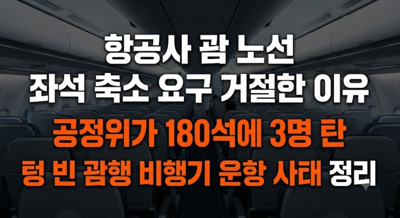 신혼여행 성지 괌180석에 3명 탄 괌 노선의 추락과 공정위의 대한항공·아시아나 괌 노선 텅텅....