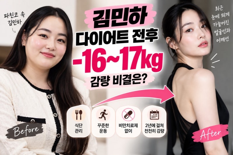 김민하 다이어트 전후 총 -17kg 2년간 바꾼 식단과 운동