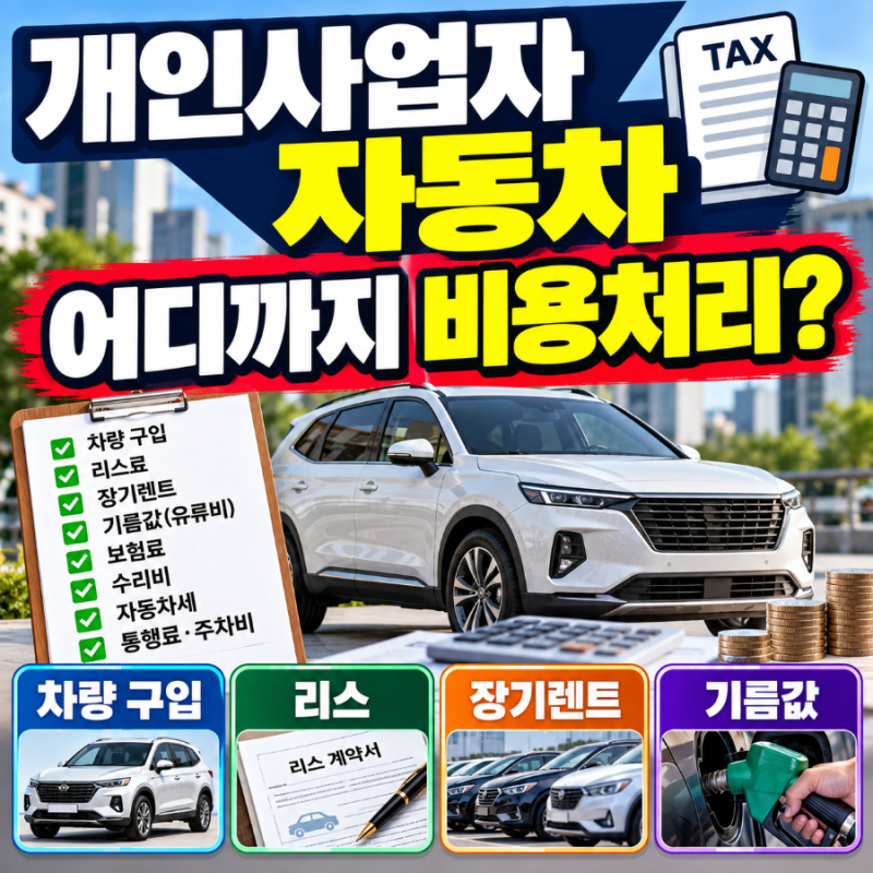 개인사업자 자동차 비용처리 총정리 차량 구입·리스·렌트·기름값 어디까지 가능할까?