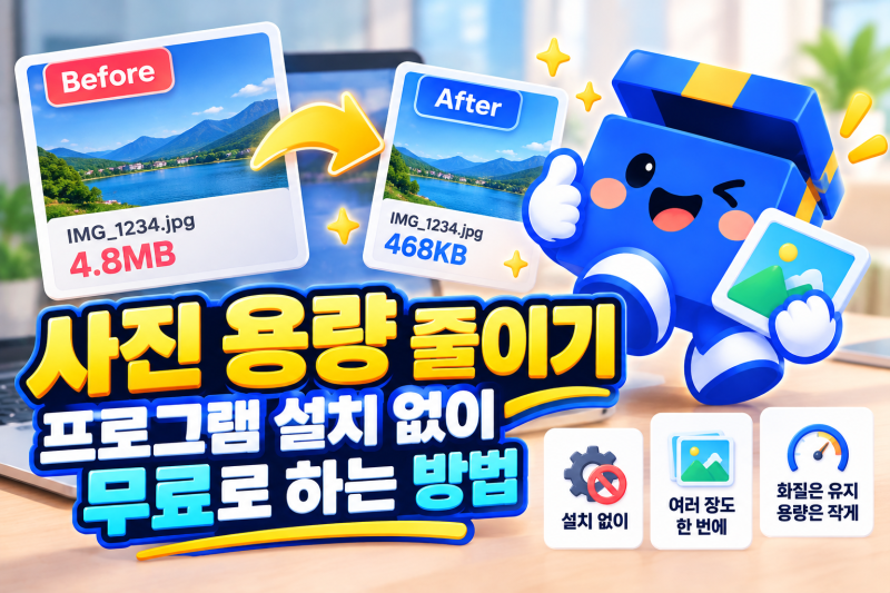 사진 용량 줄이기, 프로그램 설치 없이 무료로 하는 방법