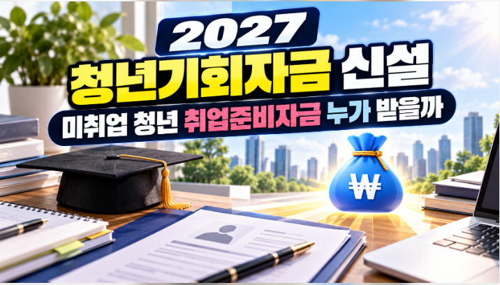 2027 청년기회자금 신설｜미취업 청년 최대 2,000만원 취업준비자금 조건