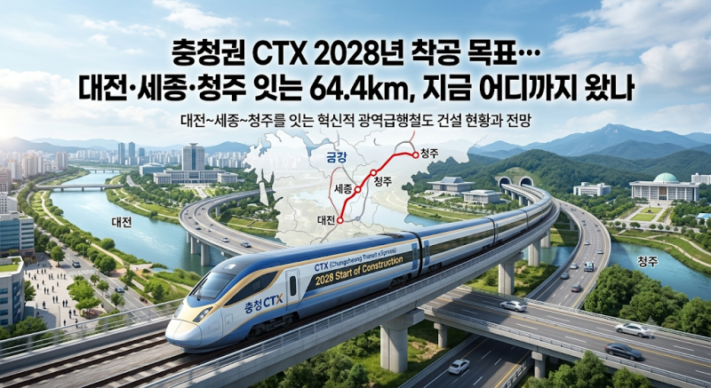 충청권 CTX 2028년 착공 목표…대전·세종·청주 잇는 64.4km, 지금 어디까지 왔나