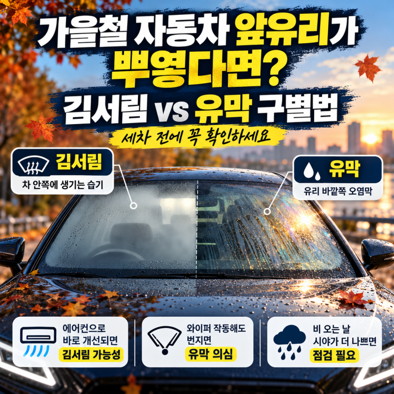 자동차 앞유리 김서림 해결법, 가을철 유막과 구별하는 방법 5가지