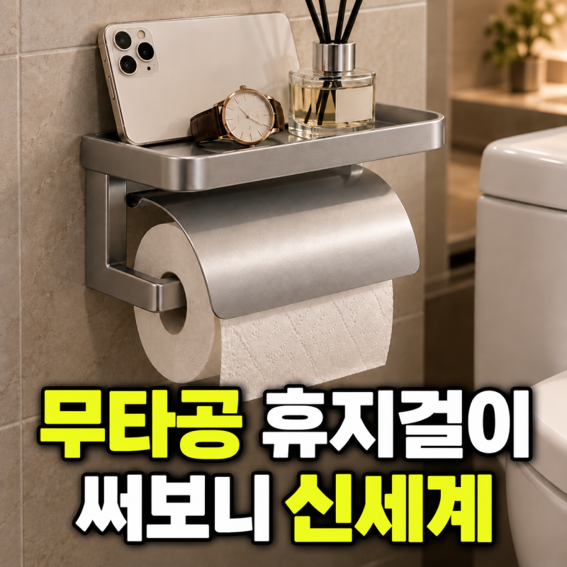 자취방 욕실 꾸미기 신템! 무타공 휴지걸이 덮개형 선반 솔직 후기 (벽 안 뚫어도 OK)