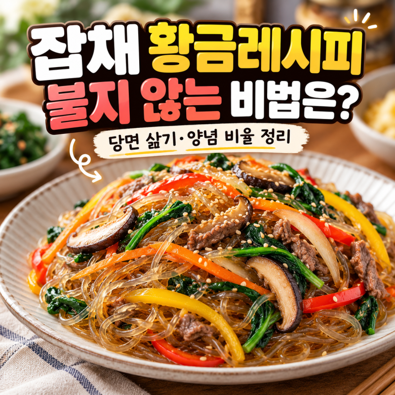 잡채 황금레시피｜불지 않는 당면 삶기부터 양념 황금비율까지