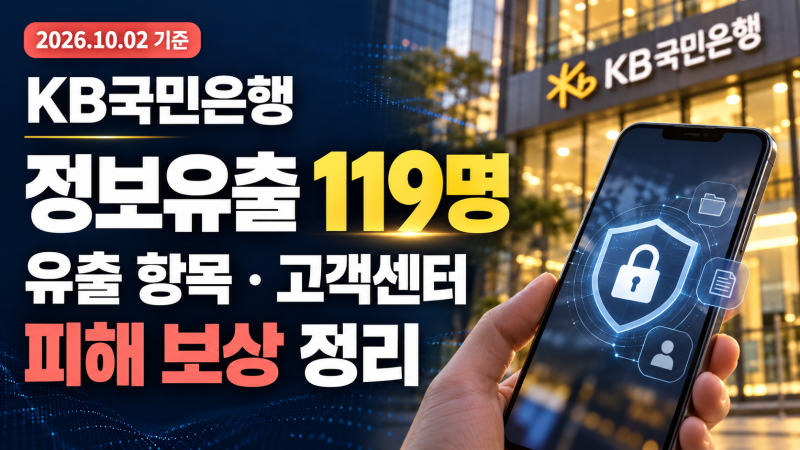 KB국민은행 정보유출 119명, 유출 항목·고객센터·피해 보상 정리