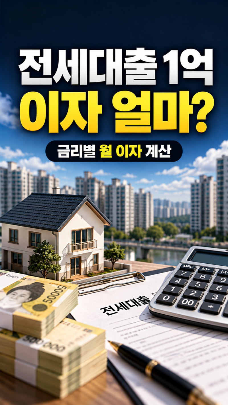 전세대출 1억 이자 얼마? 금리별 월 이자 계산