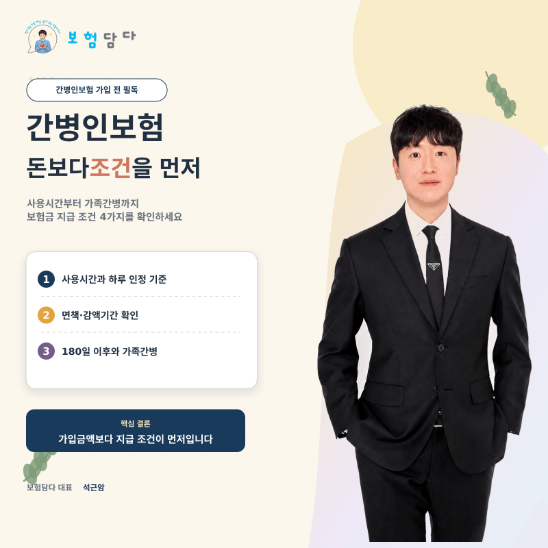 간병인보험 가입 전 체크할 4가지, 사용시간·180일·가족간병까지