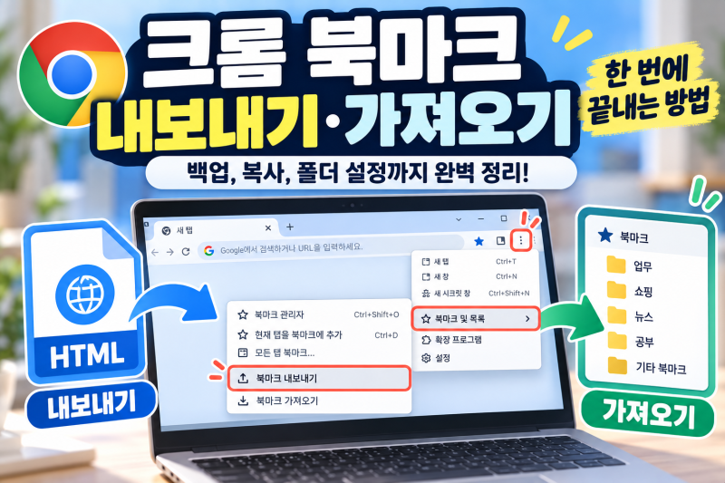 크롬 북마크 내보내기·가져오기 완벽 정리! HTML 백업,복원,폴더 설정까지 한 번에 끝내는 방....