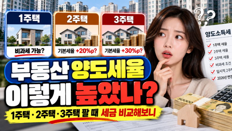 부동산 양도세율 이렇게 높았나? 1주택·2주택·3주택 팔 때 세금 비교해보니