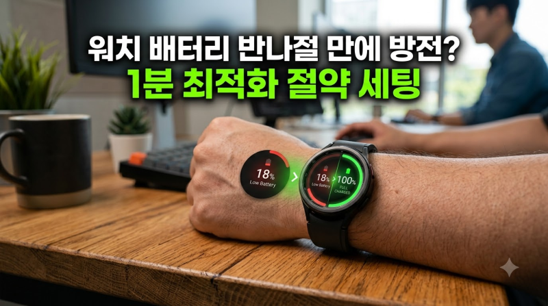 "아침에 찼는데 퇴근하니 방전?" 갤럭시 워치 배터리 광탈 1분 해결 세팅: AOD부터 백그라운드 ....
