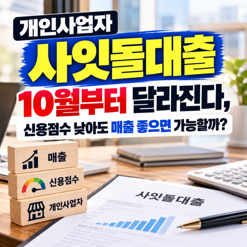 개인사업자 사잇돌대출 10월부터 달라진다, 신용점수 낮아도 매출 좋으면 가능할까?