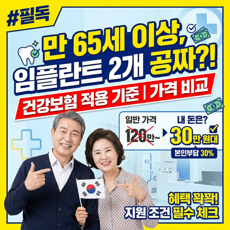 만 65세 이상 임플란트 가격 비교 및 건강보험 적용 기준 총정리 (2026년 기준)