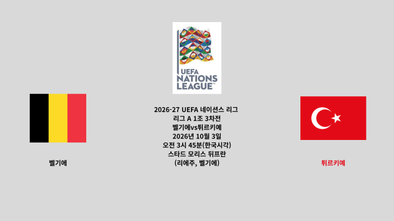 [축구 프리뷰]UEFA 네이션스리그 벨기에 vs 튀르키예