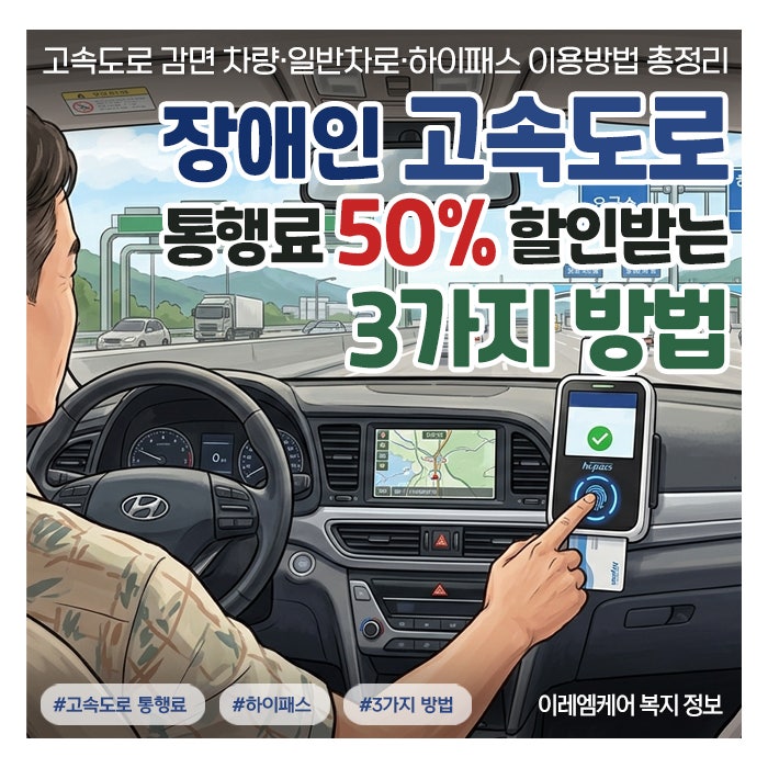 장애인 고속도로 통행료 50% 할인받는 3가지 방법｜감면 차량·일반차로·하이패스 총정리