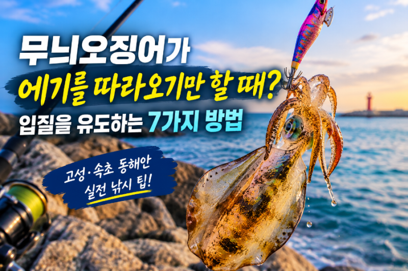 무늬오징어가 에기를 따라오기만 할 때? 입질을 유도하는 7가지 방법