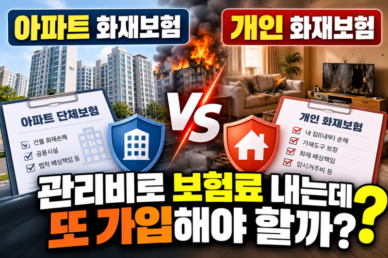 아파트 화재보험과 개인 화재보험은 무엇이 다를까?｜관리비로 보험료 내는데 또 필요할까?