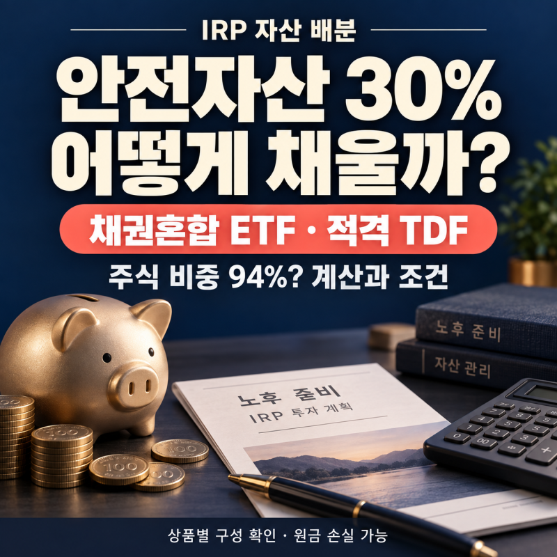 IRP 안전자산 30% 채우는 법, 채권혼합형 ETF·TDF로 주식 비중 최대 94%까지