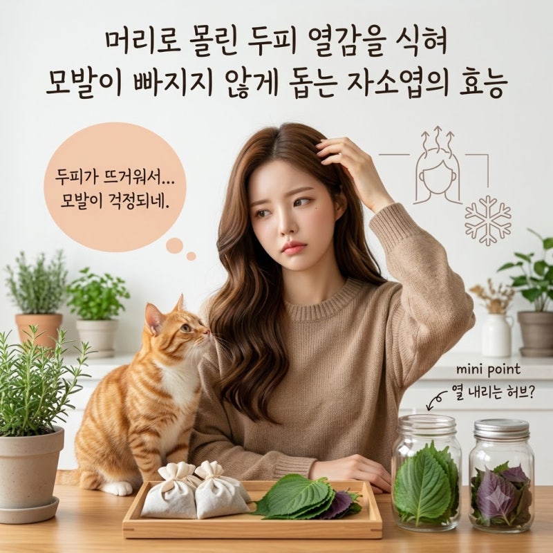 머리로 몰린 두피 열감을 식혀 모발이 빠지지 않게 돕는 자소엽의 효능