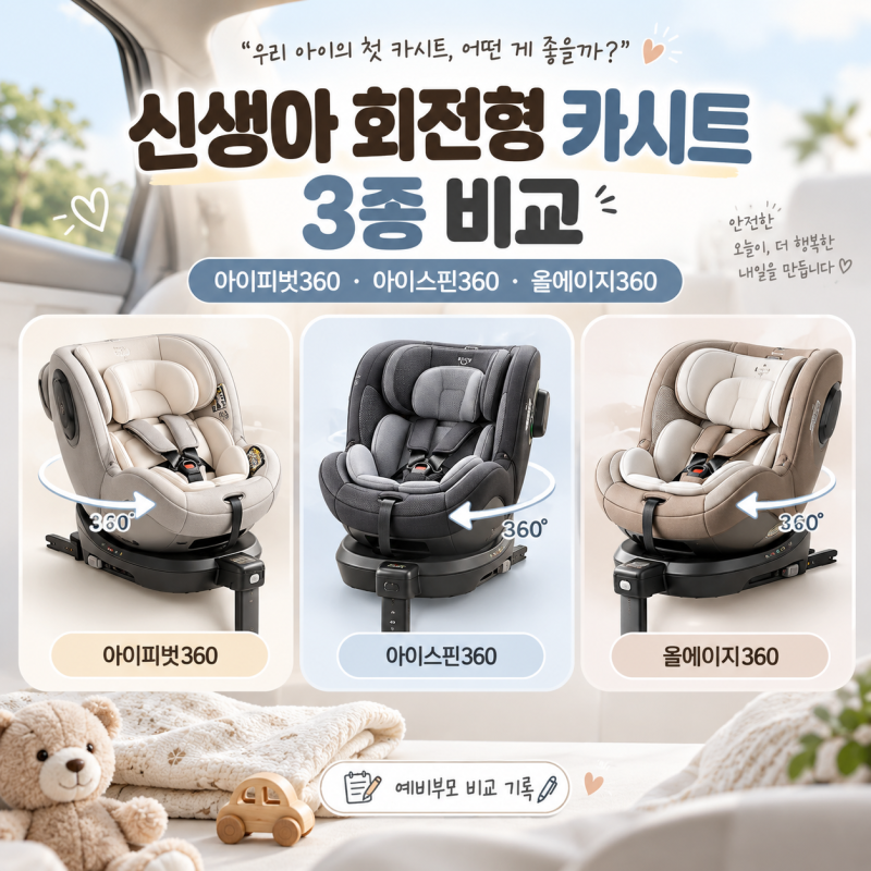 신생아 회전형 카시트 3개 비교아이피벗360·아이스핀360·올에이지360 뭐가 다를까?