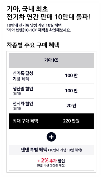 10월 기아자동차 구매 혜택 총정리: 판매조건, 재고차 할인 및 오토캐시백 비교