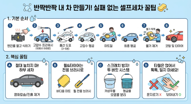 반짝반짝 내 차 만들기! 실패 없는 셀프세차 순서 및 완벽 꿀팁 정리 ✨