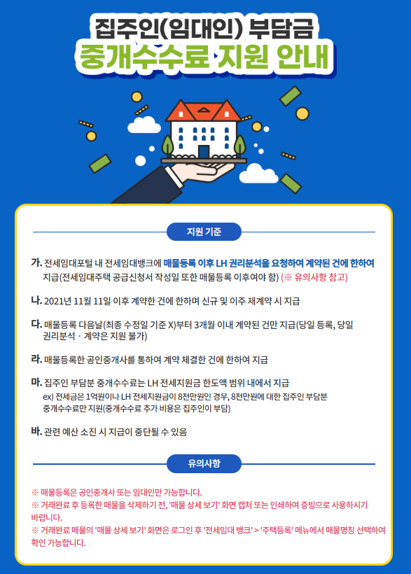 LH전세임대 집주인 복비 공짜 가능? 등록 순서 틀리면 내 돈
