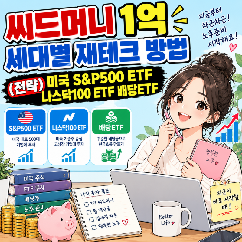 2026년 시드머니 1억 모았다면? 20대부터 50대까지 세대별 재테크와 미국 ETF·배당주 투자 방법