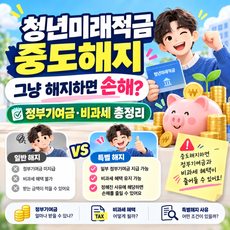 청년미래적금 중도해지하면? 정부기여금·비과세·특별중도해지 총정리