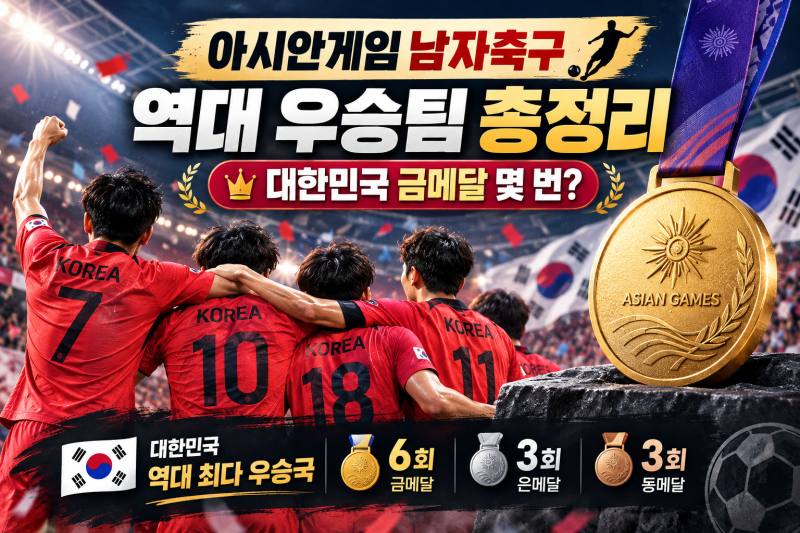 아시안게임 남자축구 역대 우승팀 총정리, 대한민국 금메달 몇 번?