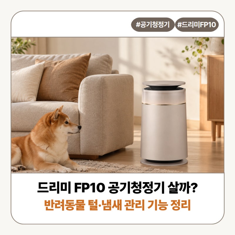 드리미 FP10 공기청정기 살까? 반려동물 털·냄새 관리 기능 정리